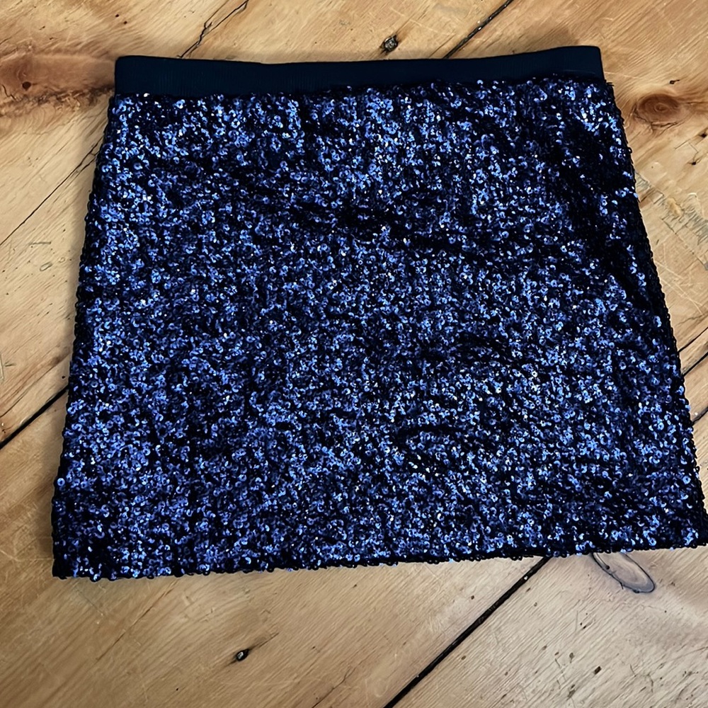 Blue sequin mini skirt